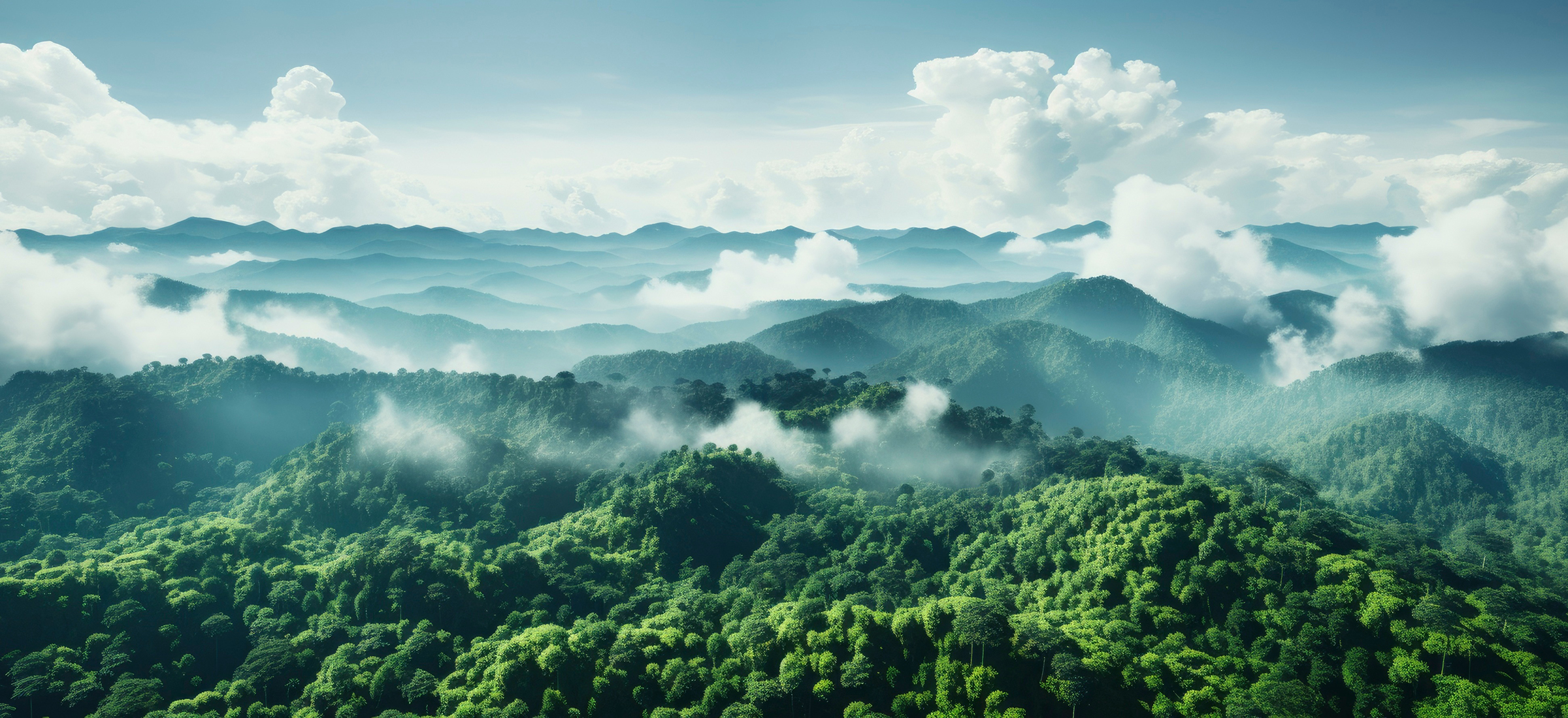 Nachhaltigkeit - Bestandteil des täglichen Handelns von Stahlberg Waldlandschaft mit aufsteigendem Nebel – Symbolbild für nachhaltiges Denken und Handeln bei Stahlberg.